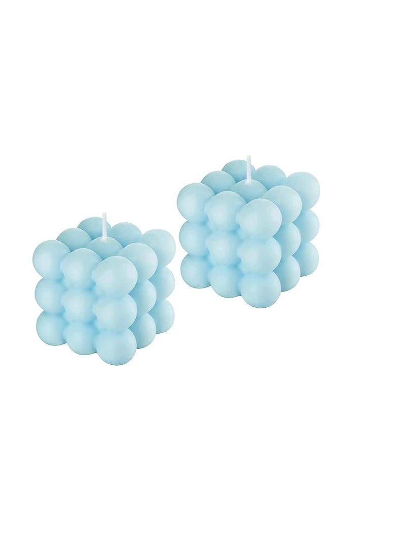 PCS 2PCS Bubble Candles Vanilla Scented Aesthetic Cube Candle, Soy Wax Cool Shaped Candles, Home Office Danish Pastel Trendy Room Floating Shelves Decor Small Decorative Candles  - Image 1