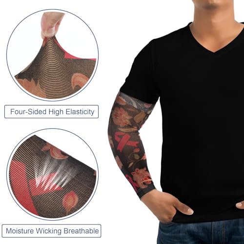 Toulite 2 Pairs Lymphedema Compression Arm Sleeves for Women Men 20-30 Mmhg Breast Cancer Awareness Sleeves Floral Tattoo Gardening Sun Protection - Image 5