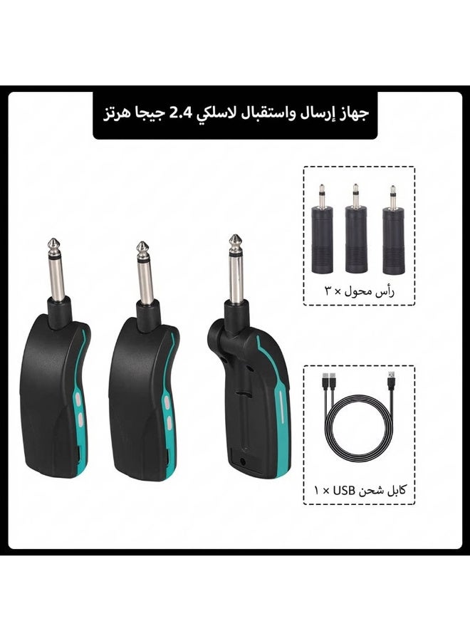نظام ZFSZ U6 Professional المزدوج لنقل الصوت لاسلكيًا بتردد 2.4 جيجاهرتز، مزود بجهازي إرسال قابلين للطي وجهاز استقبال واحد، وميكروفون ”توصيل وتشغيل“ منخفض التأخير مخصص للغيتار والباس والمقابلات وأنظمة الصوت العامة - Image 1