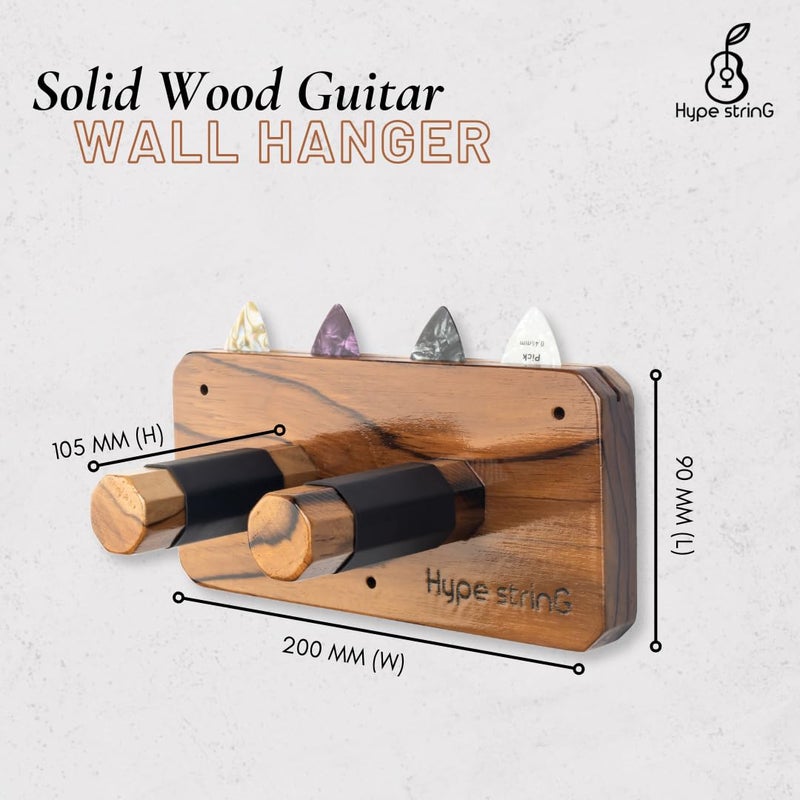 Hype String Guitar Wall Hanger || Solid Wood Guitar Stand with Pick Holder || for Acoustic,Electric Guitars and Ukulele || - Image 4