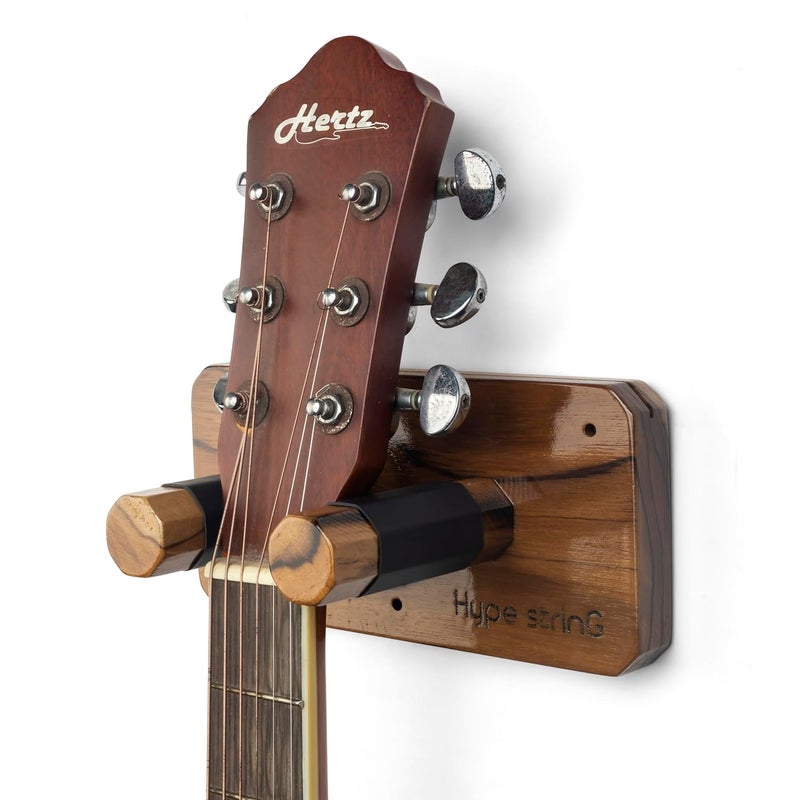 Hype String Guitar Wall Hanger || Solid Wood Guitar Stand with Pick Holder || for Acoustic,Electric Guitars and Ukulele || - Image 1