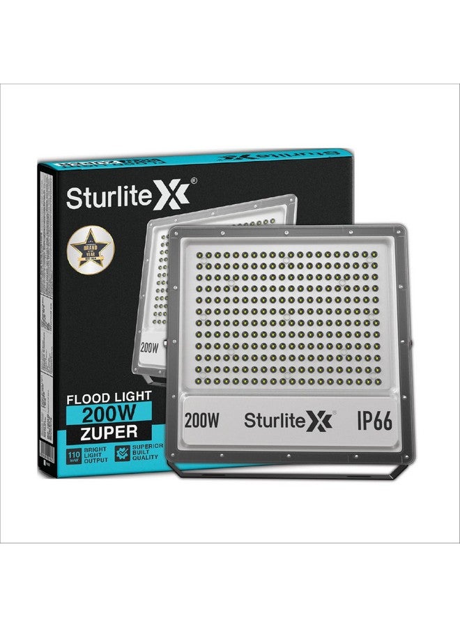 Sturlite Zuper 200 W LED Flood Light| Cool White 6500K Color Temperature LED Lamp| IP66 Waterproof Surge Protection Focus Light for Factory, Garage, Parking, Garden, Playground & Shop - (Pack of 1) - Image 1