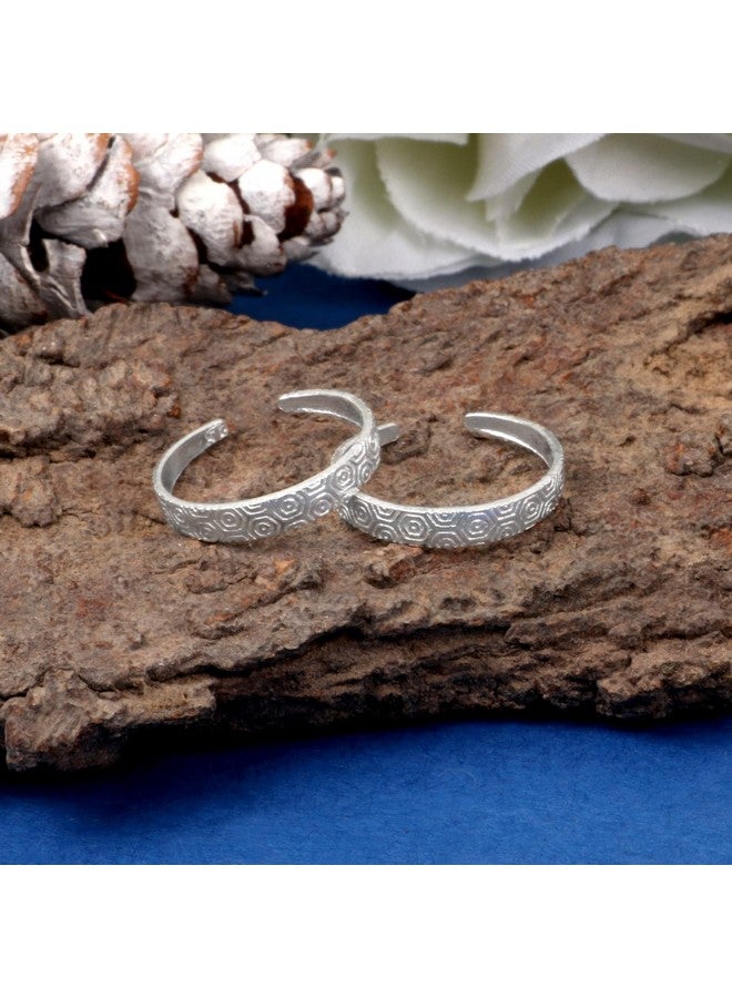 Silver Chest Silver Toe Rings for Women Silver 925 - Elegant And Comfortable 3D Self Design Simple Toe Ring Silver Bands For Girls - Image 2