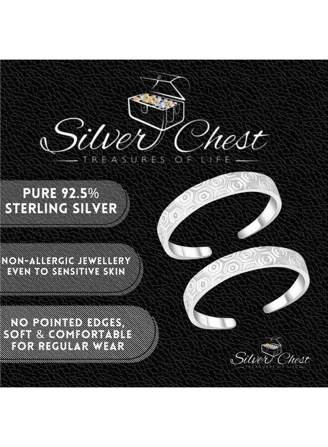 Silver Chest Silver Toe Rings for Women Silver 925 - Elegant And Comfortable 3D Self Design Simple Toe Ring Silver Bands For Girls - Image 4