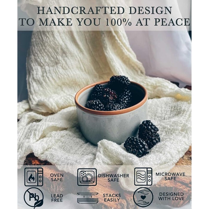 Mora Ceramic Ramekins - 8oz, Set of 6 - Small Oven Safe Baking Dishes/Cups - For Personal Pudding, Creme Brulee, Souffle, Serving Dip, Custard, Ice Cream - Single Mini Bowls - Assorted Neutrals - Image 4