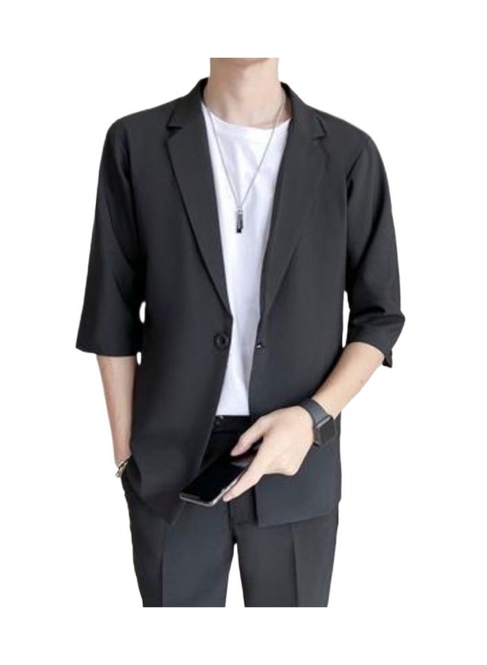 Shougu Summer Thin Loose Fitting Men's Two-piece Suit With Mid Sleeves  - Image 1
