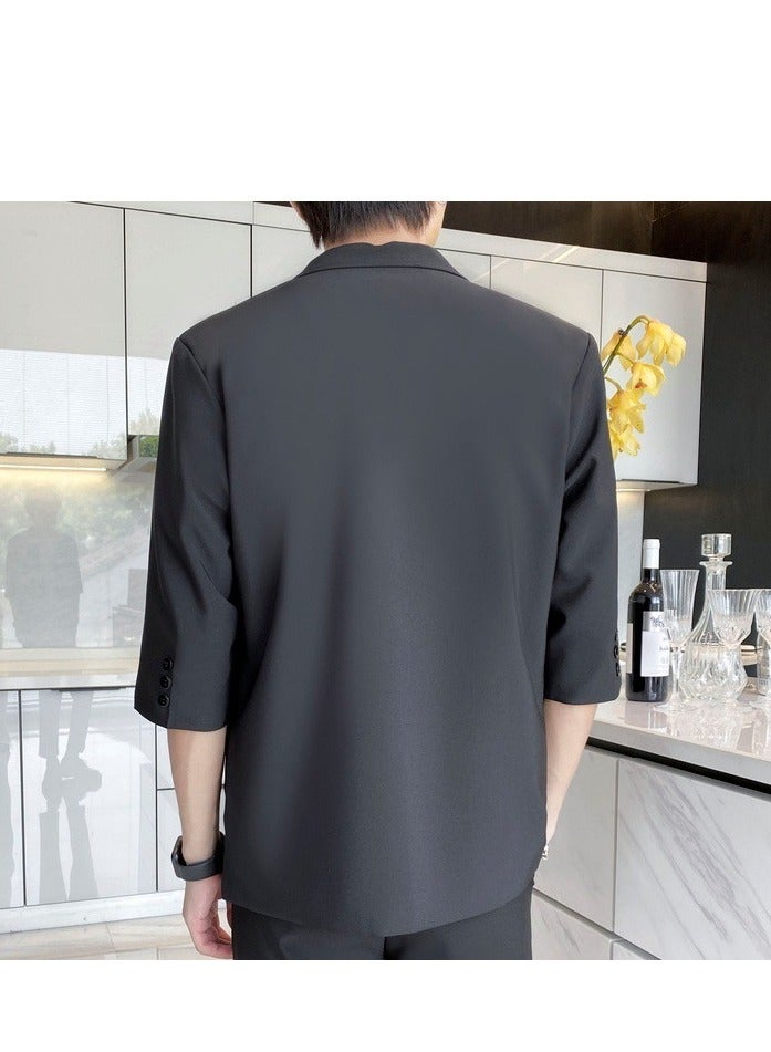 Shougu Summer Thin Loose Fitting Men's Two-piece Suit With Mid Sleeves  - Image 2