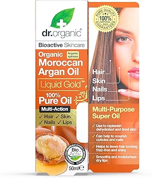dr.organic زيت الأركان المغربي العضوي 100% زيت نقي لتجديد الشعر والبشرة والأظافر للرجال والنساء طبيعي نباتي خالي من القسوة خالي من البارابين و SLS 50 مل قد يختلف التغليف - Image 2