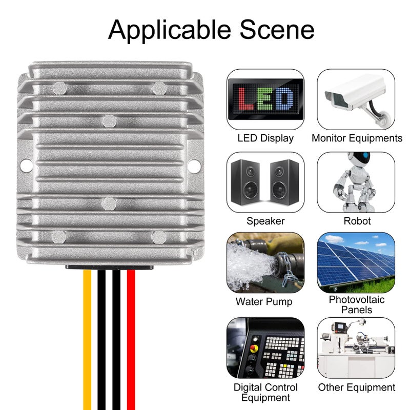 AEDIKO DC Voltage Reducer Converter DC 8V-40V to 12V 10A 120W Reducer Power Converter Waterproof Regulator Module Transformer for Golf Cart Club Car (8V-40V to 12V 10A Converter) - Image 5