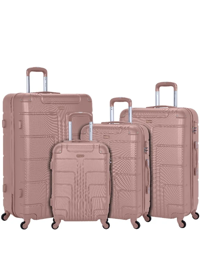 SENATOR Hard Case Travel Bags Trolley Luggage Set of 4 ABS Lightweight Suitcase with 4 Spinner Wheels A1012, Rose Gold