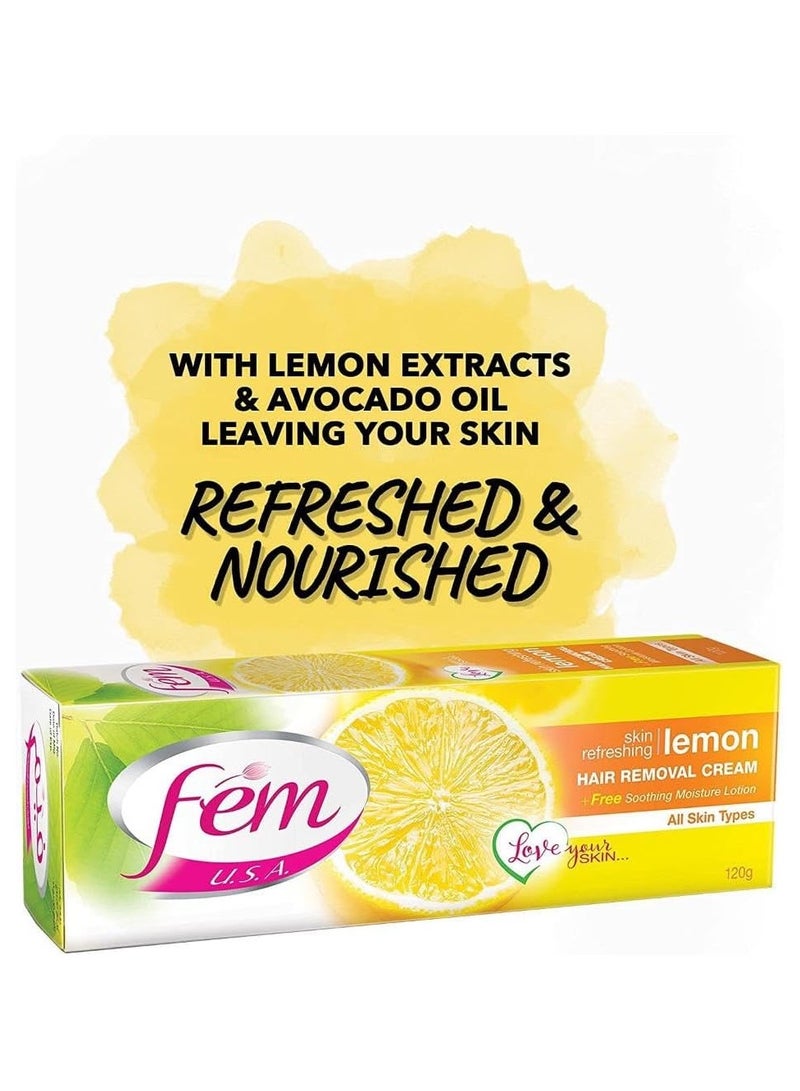 FEM USA Hair Removal Cream with Refreshing Lemon 120g (Pack of 2) | For Skin Refreshing | With pH Balancing Skin Care Lotion - Image 4