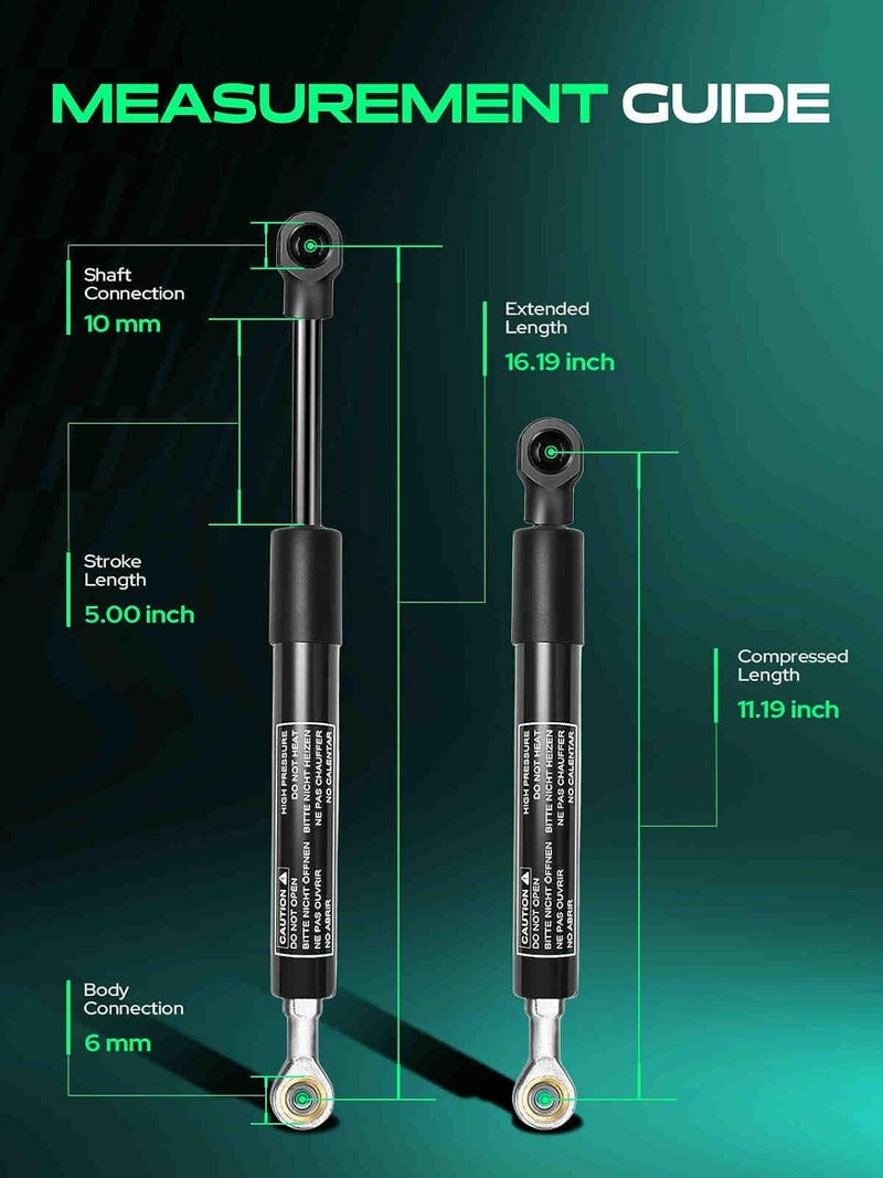 YHTAUTO Set of 2 Rear Window Glass Lift Supports Struts Gas Shock Replacement for Nissan Armada 2005-2015, Pathfinder Armada 2004 & Infiniti QX56 2004-2010 - Image 4