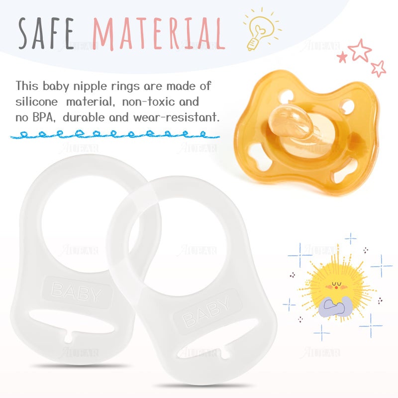 AUEAR, 10 Pack Silicone Adapter Rings Holder for Nipple Pacifier Clip Food Grade Transparent Color - Image 4