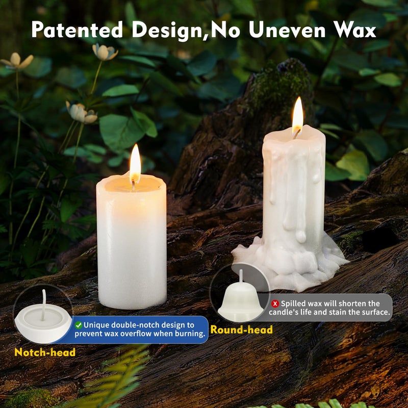 NOMFIX 3Pack 15H+ Emergency Candles Long Burning Survival [18H+ Inside Candle Lanterns], 3â€œ Unscented White Pillar Candles, Survival Candles for Power Outage, Camping, Hurricane - Image 2