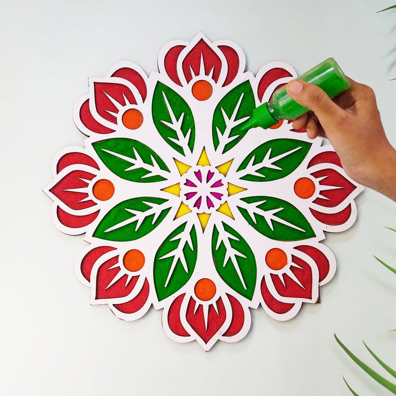 Ascension Portable Rangoli (11 inches) Stencil for Decor DIY Craft Reusable Mat Rangoli Templates for Floor Table Just Fill with Rangoli Atta or Grains for Navratri Pongal Pooja Mandir Rangoli Mats for Decoration(Design 1) - Image 2