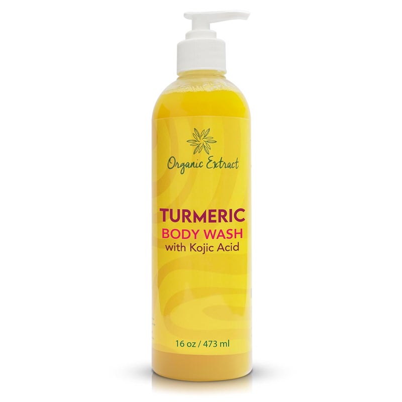 ORGANIC EXTRACT Turmeric Kojic Acid Body Wash 16 fl oz 473ml Skin Brightening Shower Gel for Deep Gentle Moisturizer Helps to Remove Dark Spot with Shea Butter Aloe Vera - Image 1