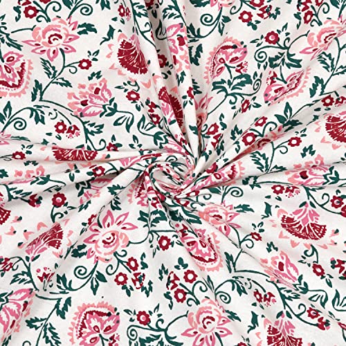 BLOCKS OF INDIA Hand Block Floral Printed 200 TC Cotton King Size Bedsheet (Pink Jaal, Pack of 1) - Image 4