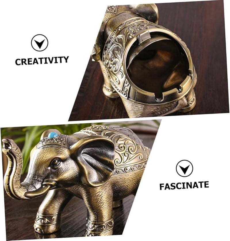 Elephant Shaped Windproof Ashtray with Lid Compact Desktop Ash Container for Indoor Outdoor Use - Image 5