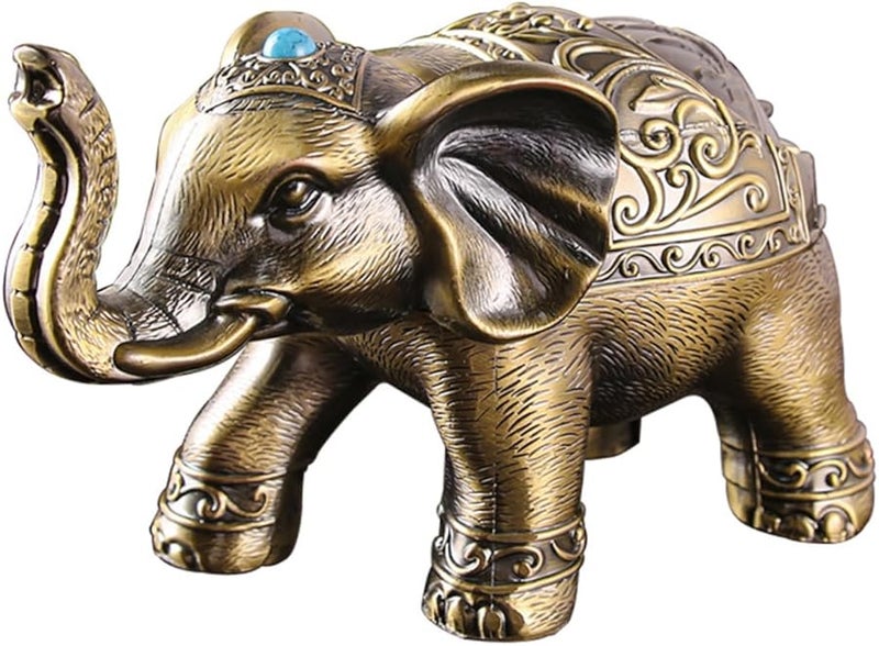 Elephant Shaped Windproof Ashtray with Lid Compact Desktop Ash Container for Indoor Outdoor Use - Image 2