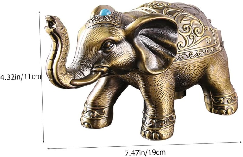 Elephant Shaped Windproof Ashtray with Lid Compact Desktop Ash Container for Indoor Outdoor Use - Image 3