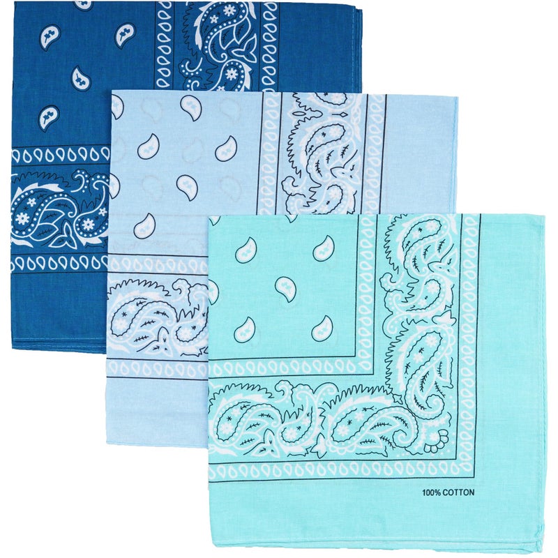 Raylarnia 100% Cotton Large Bandanas for Men and Women, 22 Inch Paisley Bandana with Multiple Colorsï¼ˆBlue/Turquoise/Mintï¼‰ - Image 1