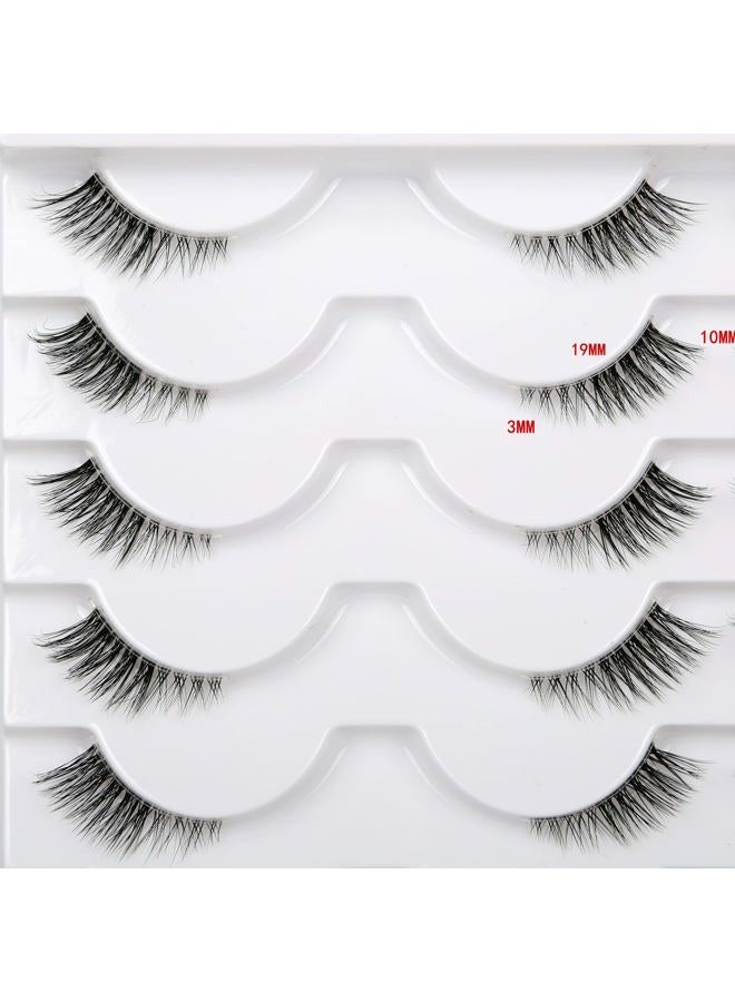 Pooplunch Half False Eyelashes with Clear Band Wispy Cat Eye Look Natural Short Accent Lashes Faux Mink Fake Eyelashes 14.0 count - Image 3