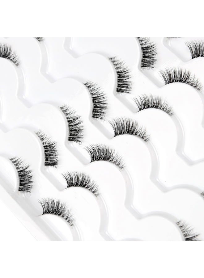 Pooplunch Half False Eyelashes with Clear Band Wispy Cat Eye Look Natural Short Accent Lashes Faux Mink Fake Eyelashes 14.0 count - Image 5