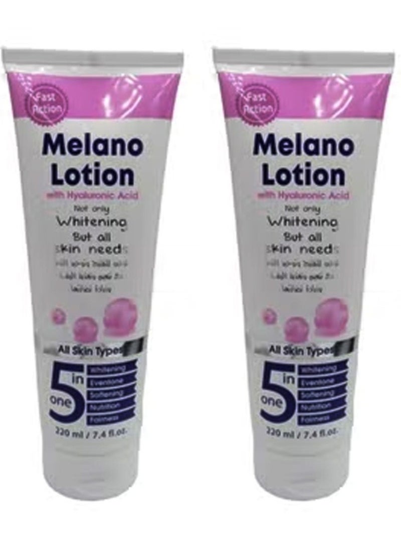 MELANO Two Pieces of Whitening and Toning Lotion with Softening and Nourishing the Skin 2*220 ml - Image 1