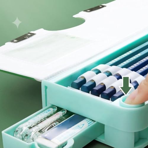 Parshya Plastic Multifunctional Cute School Pencil Box,Dinosaur Compass For Boys,Geometry Kids With Inbuilt Scissor,Ruler,Eraser & Sharpener,Magnetic Box,Best Gifts (Multicolor) - Image 5