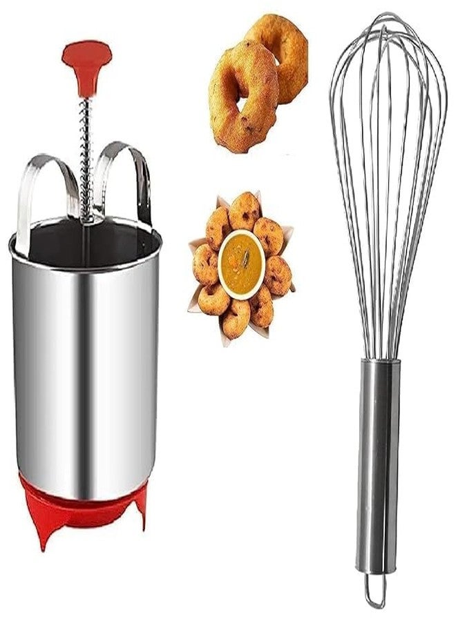 DHARMISHO Stainless Steel Medu Vada Maker & Whisker Combo for Kitchen - Image 1