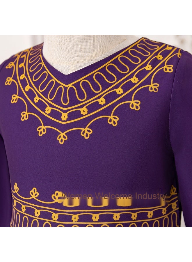 NIBEMINENT Muslim Girls Abaya Long Sleeve Prayer Dress Middle East Muslim Dubai Robe for 4-8 Years - Image 4