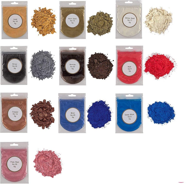 Kedia Mica Powder10 Colors Resin Pigment Cosmetic Grade Mica Powder for Epoxy Resin Candle Making Bath Bomb and Slime 5gmEach - Image 1