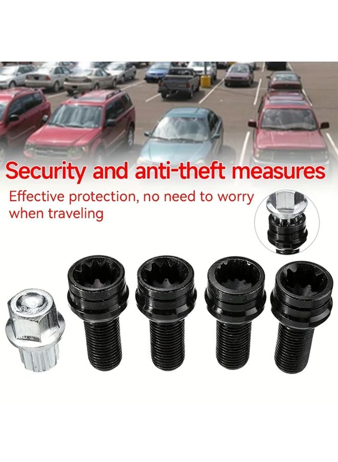 1 Set M14 x 1 5mm Anti Theft Wheel Bolts Locking Nuts Universal Stainless Steel - Image 1
