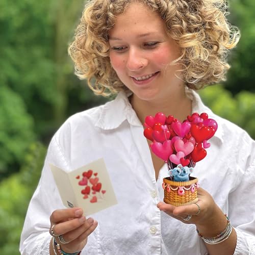 Freshcut Paper Pop Up Cards, Mini Heart Balloons, 6 Inch Mini Sized 3D Popup Greeting Cards, Valentine's Day, Anniversary Card, Blank Notecard & Envelope - Image 2