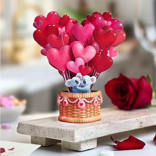 Freshcut Paper Pop Up Cards, Mini Heart Balloons, 6 Inch Mini Sized 3D Popup Greeting Cards, Valentine's Day, Anniversary Card, Blank Notecard & Envelope - Image 5