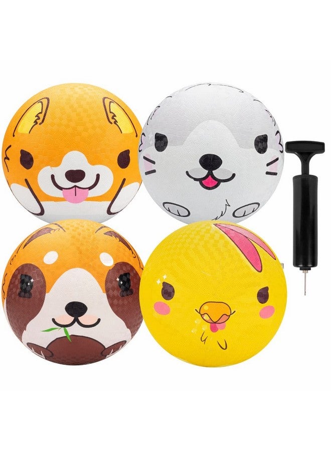 SCS Direct Gaga Ball 8.5 Inch Playground Balls with Air Pump (4pk, Animals)- Durable Rubber Balls Official Size for Dodgeball & Handball - Great for Outside Play, 4 Square & Game to Play at Kids Birthday Parties - Image 1