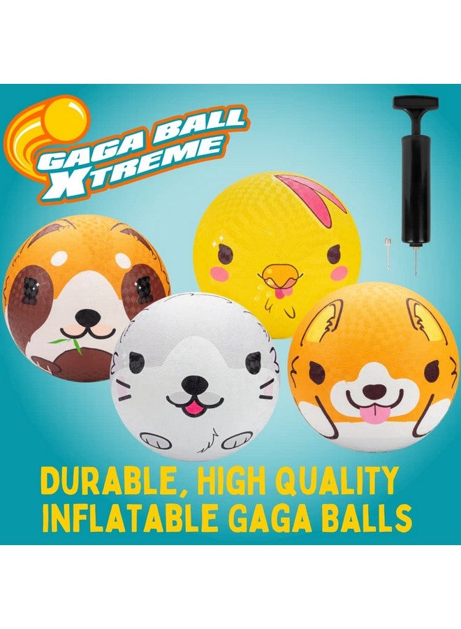 SCS Direct Gaga Ball 8.5 Inch Playground Balls with Air Pump (4pk, Animals)- Durable Rubber Balls Official Size for Dodgeball & Handball - Great for Outside Play, 4 Square & Game to Play at Kids Birthday Parties - Image 2