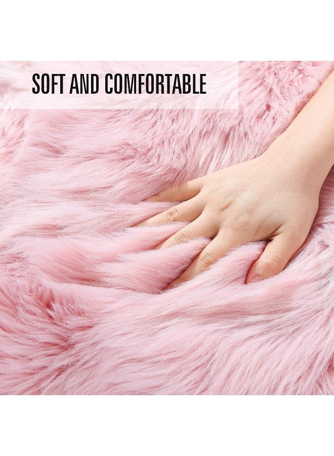 Maple's Maples 1 PC Fuzzy Faux Sheepskin Wool Fur Car Seat Cover for Auto SUV Trucks Universal Fit, Soft Plush Synthetic Wool Buck Fur Fluffy Car Seat Cushions (Pink) - Image 3