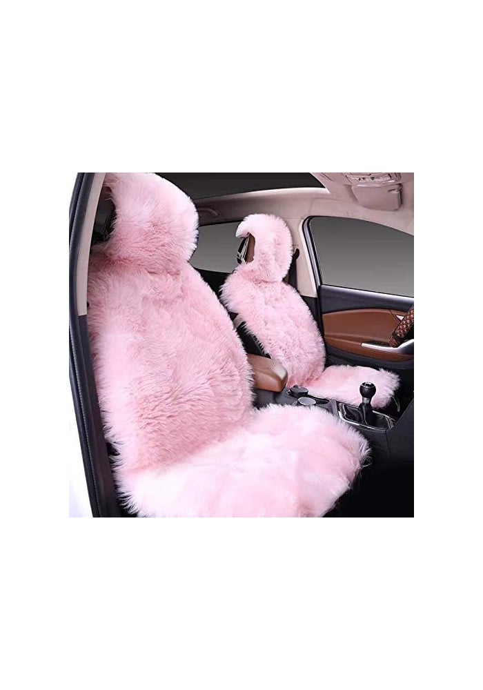 Maple's Maples 1 PC Fuzzy Faux Sheepskin Wool Fur Car Seat Cover for Auto SUV Trucks Universal Fit, Soft Plush Synthetic Wool Buck Fur Fluffy Car Seat Cushions (Pink) - Image 1