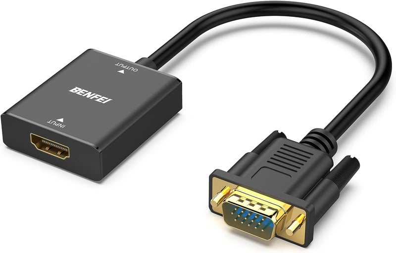 Benfei HDMI to VGA, Uni-Directional HDMI Computer to VGA Monitor Adapter (Female to Male) with 3.5mm Audio Jack Compatible with TV Stick, Computer, Desktop, Laptop, PC, Monitor, Projector, Roku, Xbox - Image 1
