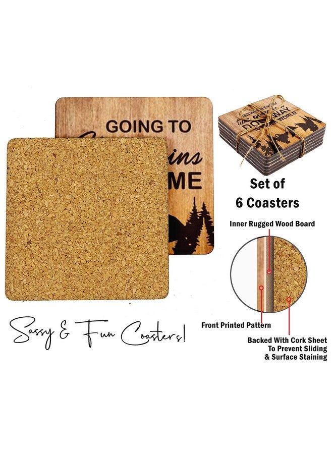 Inkdotpot Set of 6 Drink Coasters Decorative Non,Slip Cork Base 4-inch Square Printed Coasters Easy Clean- Mountain Quotes - Image 4