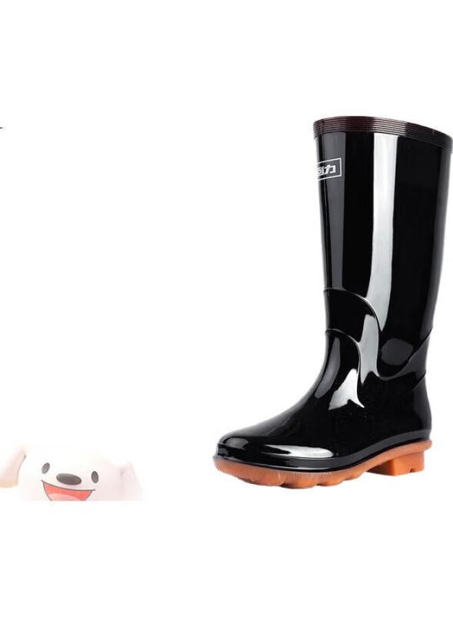 Warrior Huili Women's Mid-calf Rain Boots, Adult Rain Boots, Rubber Shoes, Overshoes, Waterproof Shoes, Water Boots Hxls13, Black High-top, Size 37 - Image 3