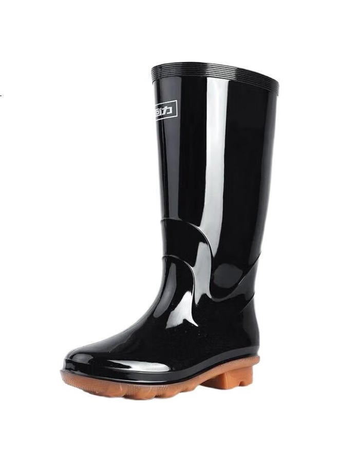 Warrior Huili Women's Mid-calf Rain Boots, Adult Rain Boots, Rubber Shoes, Overshoes, Waterproof Shoes, Water Boots Hxls13, Black High-top, Size 37 - Image 2