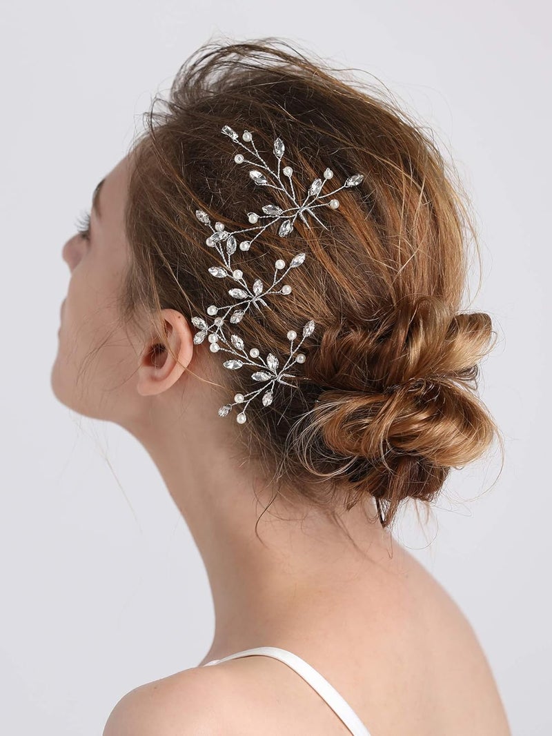 Bridal Hair Accessories Pearl Crystal Hair Pins Hair Clips Bobby Pin Wedding Party Evening Headpiece Head Wear pack of 3 gold