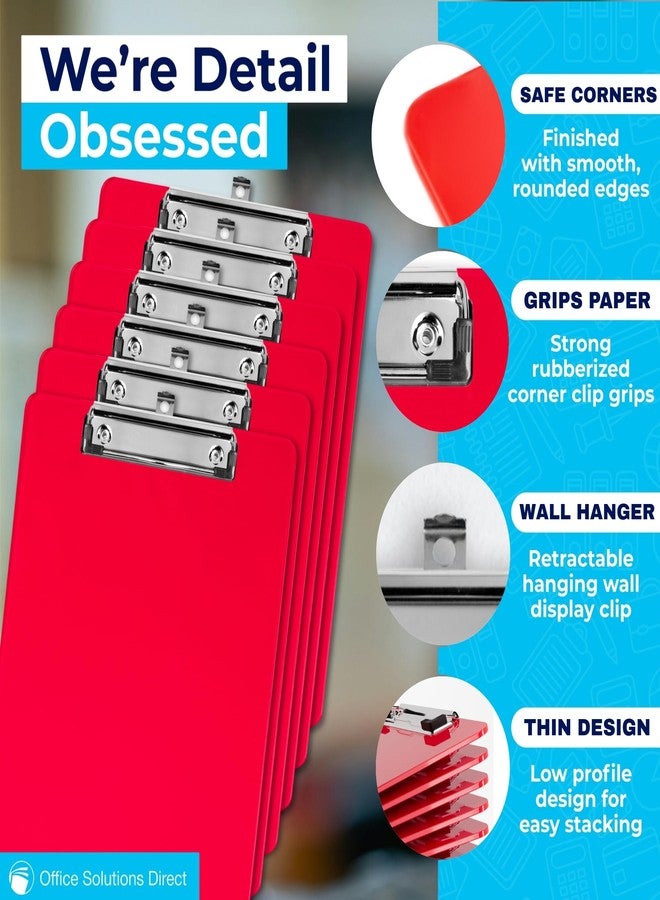 Office Solutions Direct Red Plastic Clipboards (Set of 12) Multi Pack Clipboard - Strong 12.5 x 9 Inch | Holds 100 Sheets! Acrylic Clipboards with Low Profile Clip | Cute Aesthetic College School Supplies for Girls & Boys - Image 4