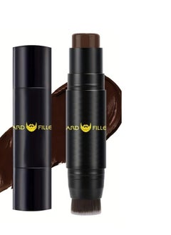 Kanza Beard Filler Pencil Dual Tip 2 in 1 Beard Pencil with Brush for Beard Styling Waterproof Beard Pen for Long Lasting Coverage and Natural Finish Beard Mustache Eyebrows Beard Filling Stick Dark Brown  - Image 1