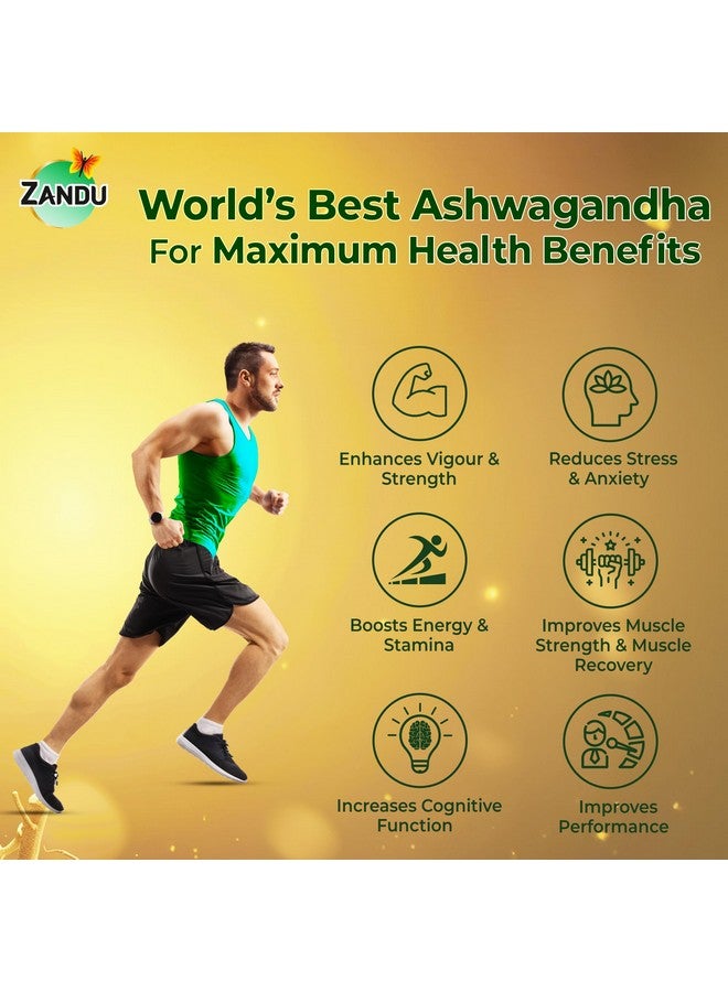 Zandu أقراص زاندو أشواغاندا KSM-66 (600 ملغ تركيبة عالية الجرعة) | مثبت سريرياً لتقليل مستويات التوتر والقلق بنسبة 72% | يعزز الطاقة والقوة | 60 قرص | مستخلص جذر نقي 100%  - Image 5