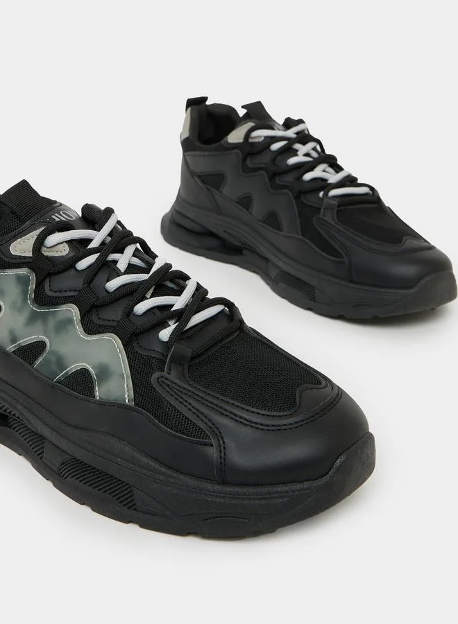 Styli Chunky Sole Abstract Print Lace Up Sneakers