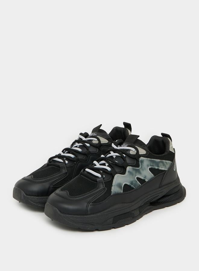 Styli Chunky Sole Abstract Print Lace Up Sneakers - Image 2