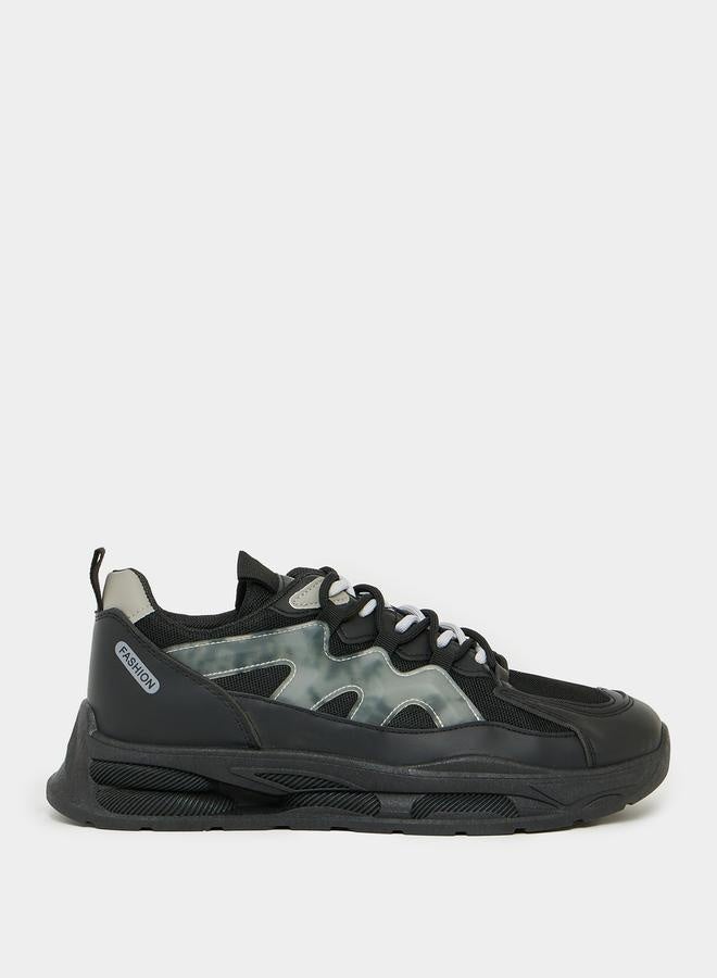 Styli Chunky Sole Abstract Print Lace Up Sneakers - Image 1